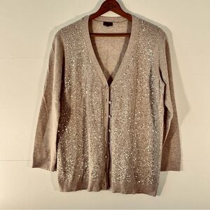 Talbots Lambswool Angora Blend Sparkling Beige Cardigan